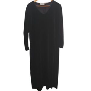 Ashley Taylor Vintage Velvet Sleepwear Dress Sz  XL Black Satin Trim Loungewear